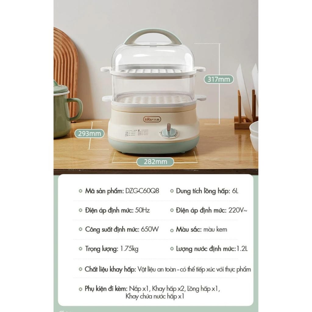 Nồi hấp thức ăn đa năng BEAR DZG-C60Q8 (EFS-4H60V) - Ảnh 7