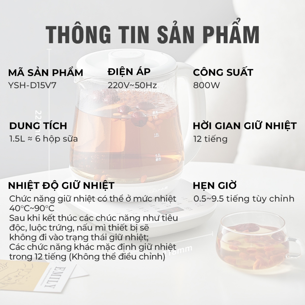 Bình trà đa năng 1.5L Bear YSH-D15V7 (HK-5H15N21) - Ảnh 8