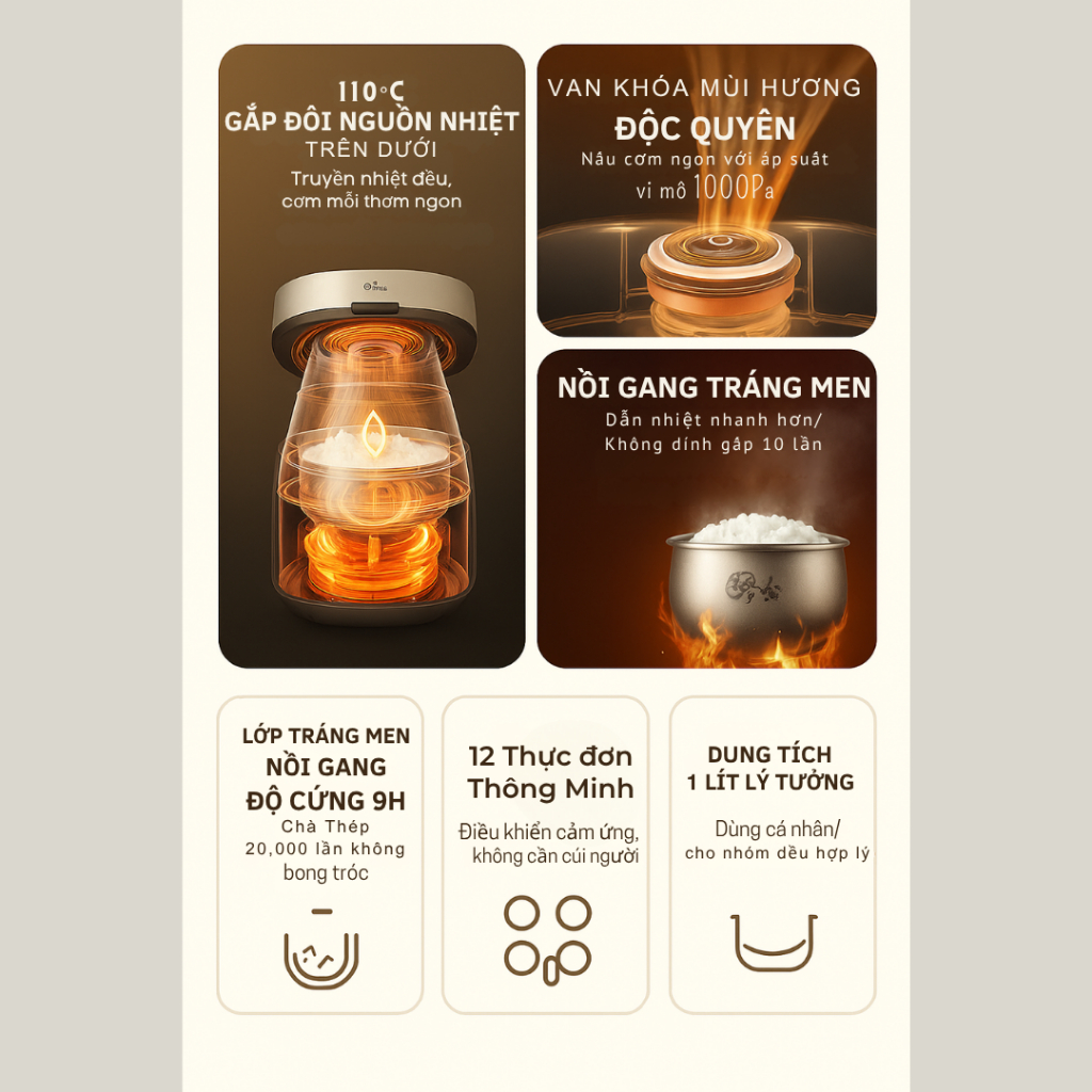 Nồi cơm điện 1L Bear RC-4H30S (DFB-H30A3) - Ảnh 4