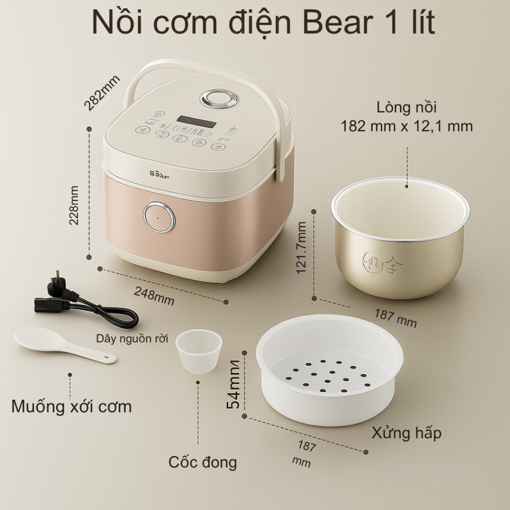 Nồi cơm điện 1L Bear RC-4H30S (DFB-H30A3) - Ảnh 7