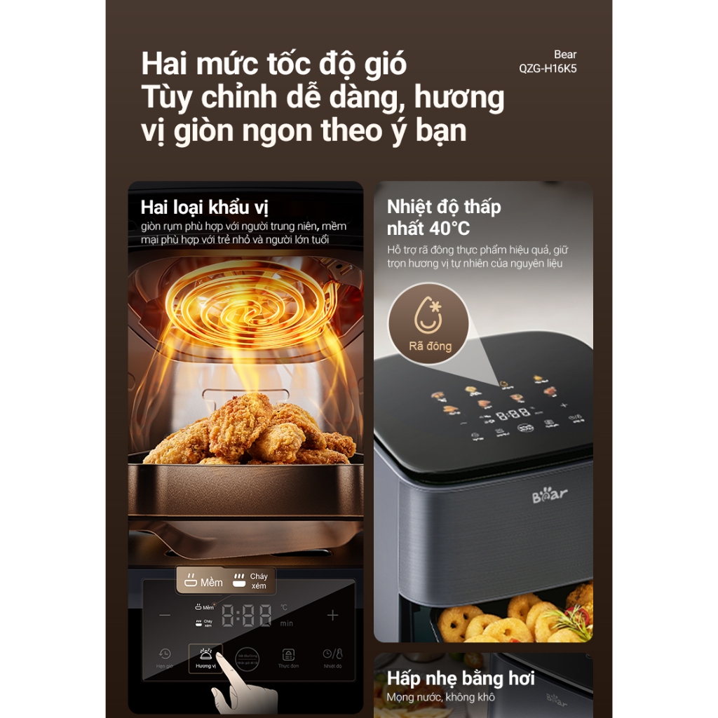 Nồi chiên không dầu 6L 1600W Bear AF-4H16K (QZG-H16K5) - Ảnh 2