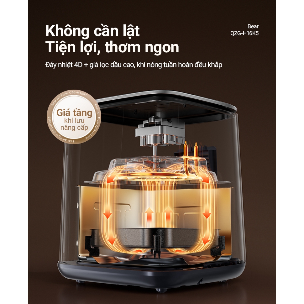 Nồi chiên không dầu 6L 1600W Bear AF-4H16K (QZG-H16K5) - Ảnh 9