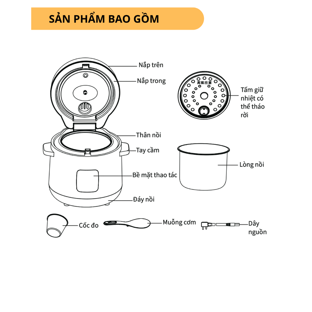 Nồi cơm điện 0.3L 300W Bear RC-5H12F (DFB-S12E6) - Ảnh 4