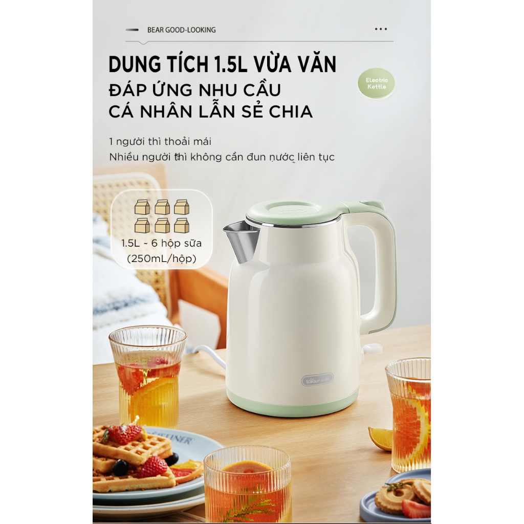 Ấm Đun Siêu Tốc 1.5L BEAR ZDH-E15S6 (EKT-155GK) - Ảnh 4