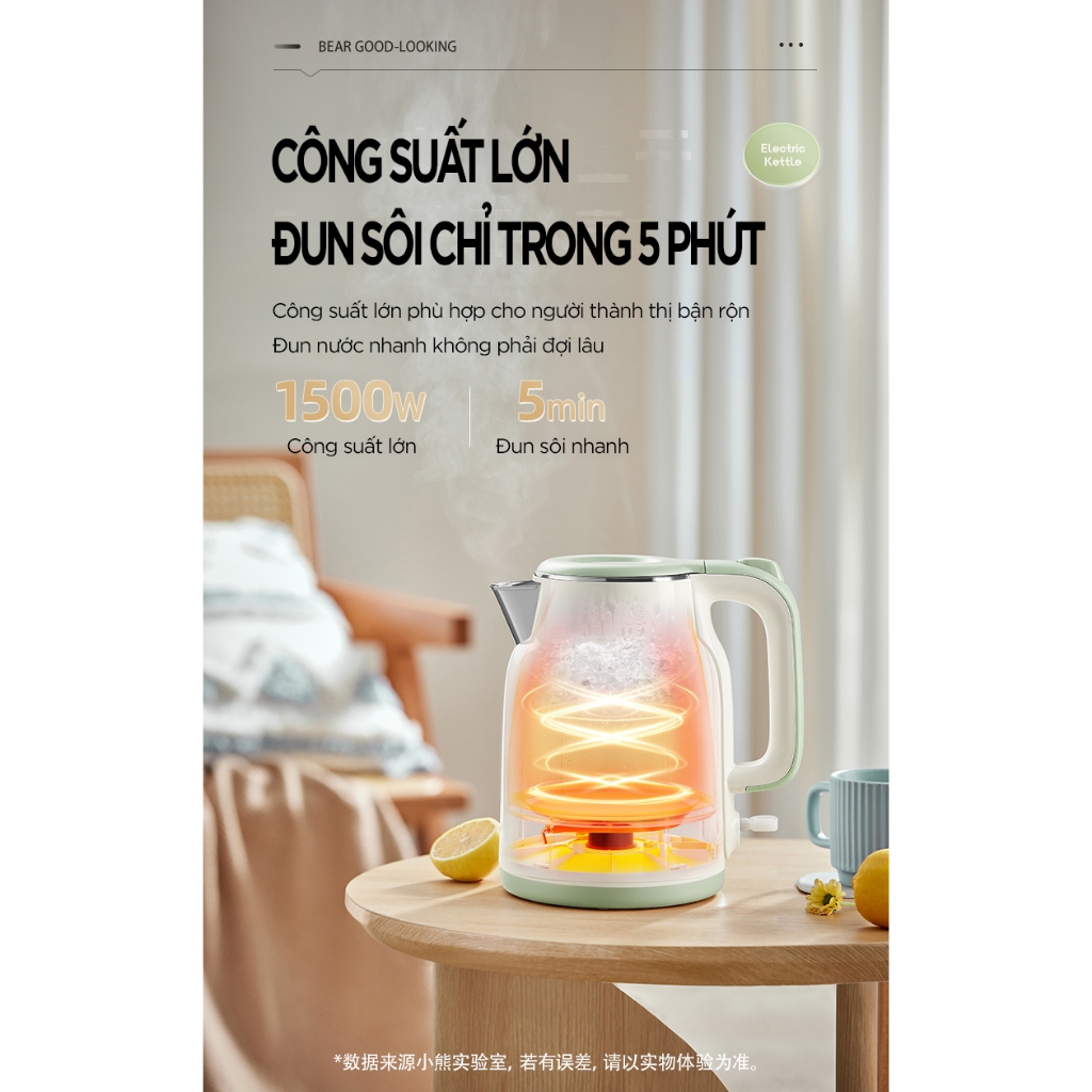 Ấm Đun Siêu Tốc 1.5L BEAR ZDH-E15S6 (EKT-155GK) - Ảnh 6